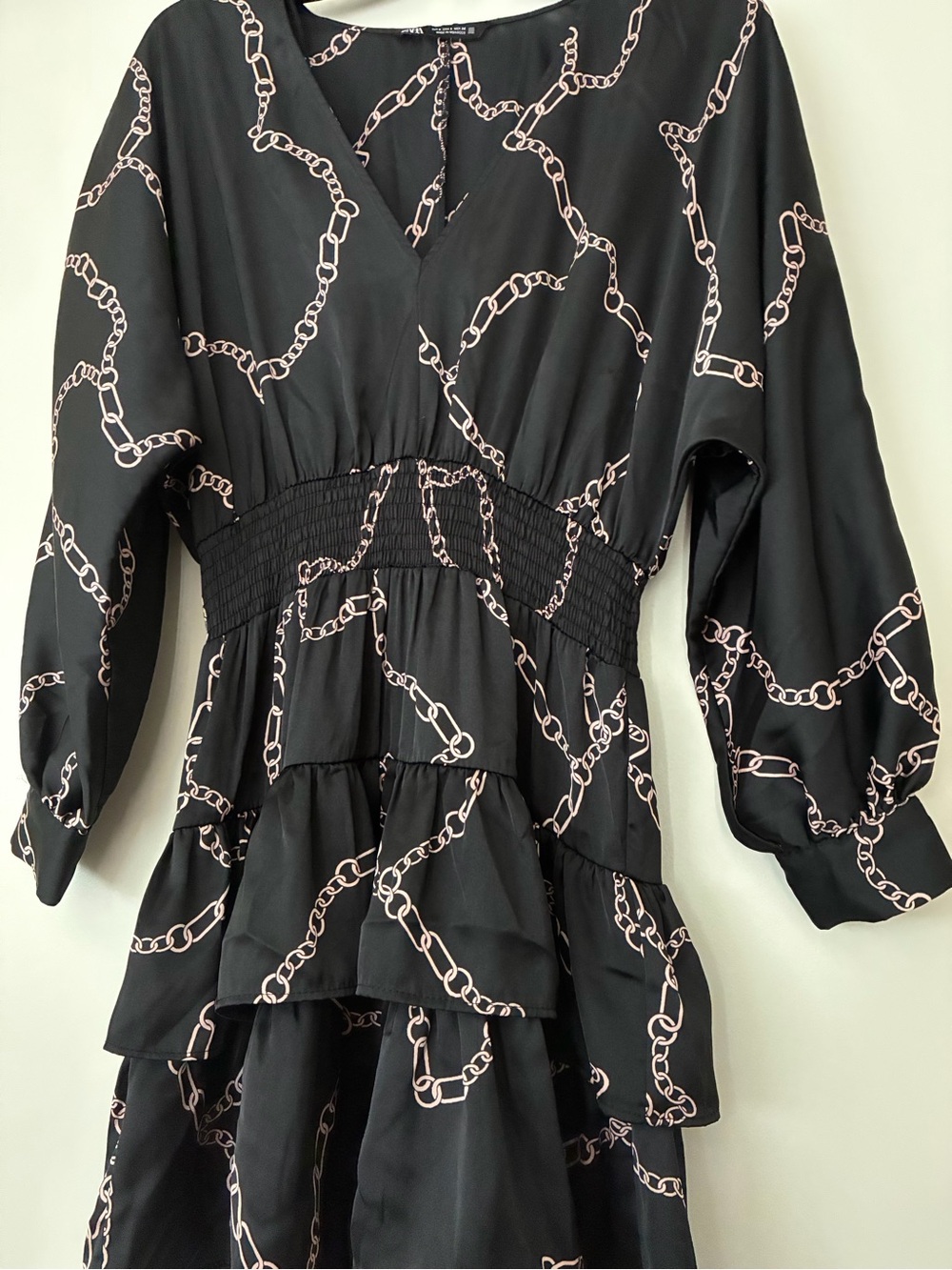 ZARA CHAIN PRINT DRESS Black/Pink Size S - Picture 5 of 10